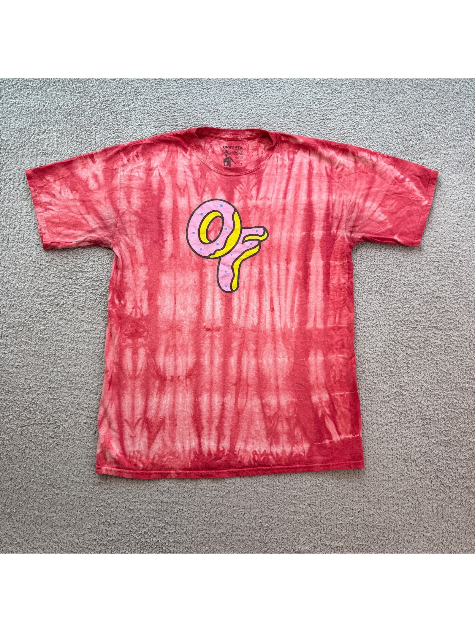 Odd Future Ofwgkta Pink Tie Dye Donut Logo T-Shirt Men's Large Tyler The Creater